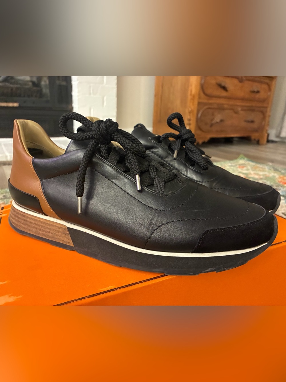 Hermes Miles Leather Sneakers 42.5
